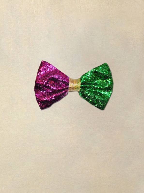Purple, Green & Gold Beaded Bow Tie from Beads by the Dozen, New Orleans