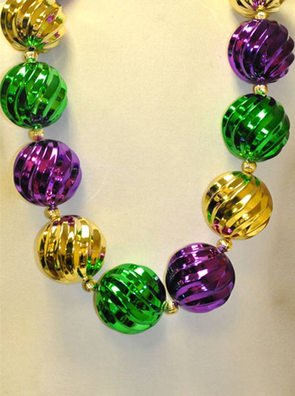 46" Long - Big Swirl Globe Beads - Big Mardi Gras Beads Beads from