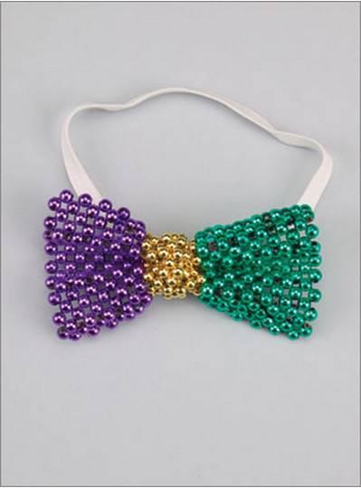 Purple, Green & Gold Beaded Bow Tie from Beads by the Dozen, New Orleans