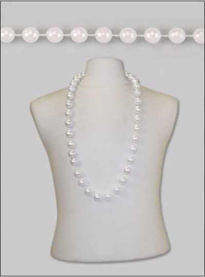 42" 22mm White Pearl Mardi Gras Beads - 6P