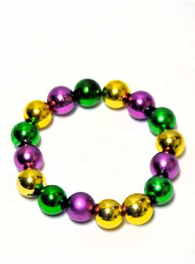 12MM Round Purple, Green and Gold Metallic Bracele