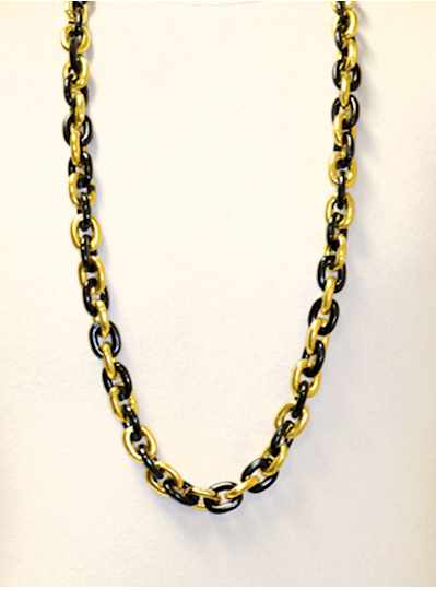 33" Chain Black & Gold Chain Necklace
