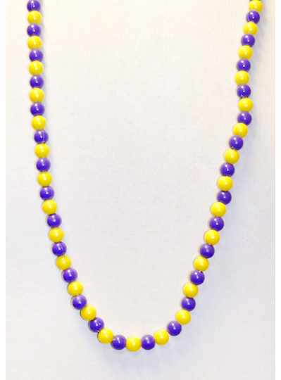 39" 10MM Opaque Purple & Yellow Sports Beads - Doz