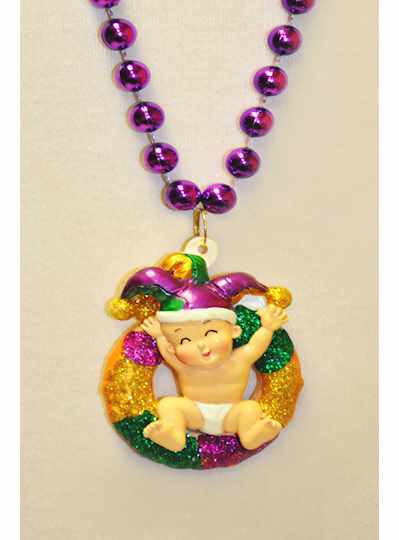 36" 10MM Purple King Cake W/Baby Jester Mardi Gras