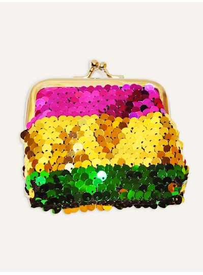 Purple, Green and Gold Flip Sequin Coin Purse Mard