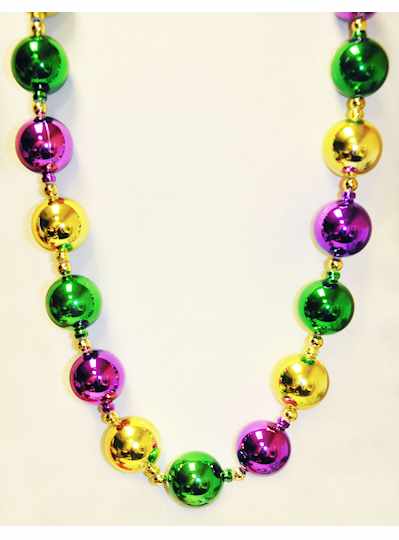 48" 40/10MM Purple Green and Gold Balls Handstrung