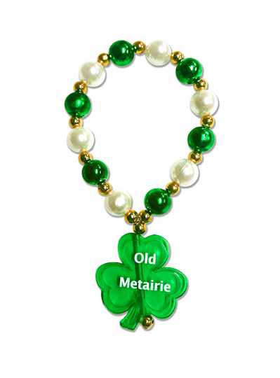 8" Green and White Bracelet with Old Metairie Sham