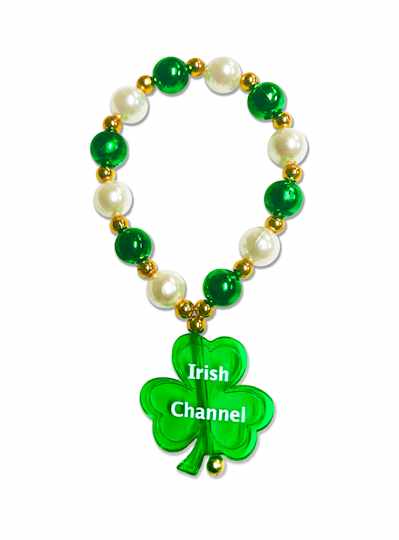 8" Green and White Bracelet with Irish Channel Sha