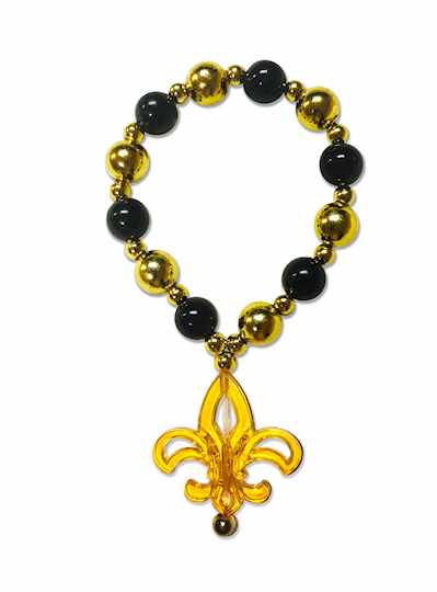 8" Bracelet Black and Gold with Transparent Fleur 