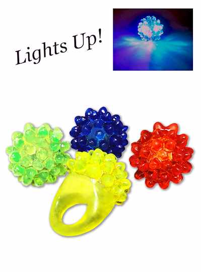 Light Up Bumpy Rings 4 Assorted Colors 24-Pieces