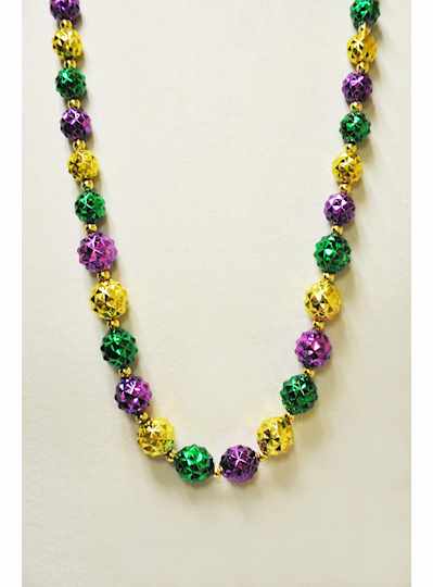 35" Purple, Green and Gold Handstrung Faceted Ball