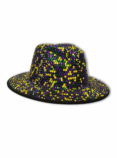 Purple, Green and Gold Rhinestone Hat