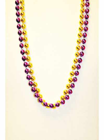 36" 10MM Metallic Purple and Gold Beads - DOZEN -1