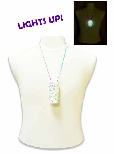 33" Necklace with Light Up Foam Tube "Happy Mardi 