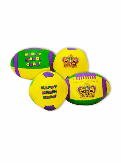 Vinyl 6" Happy Mardi Gras Football and 4" Soccer B