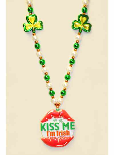 38" 12MM White & Green Kiss Me Im Irish Polystone