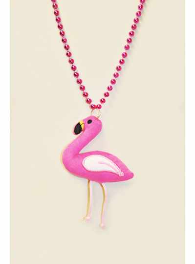 33" 7MM Pink with Flamingo Plush Medallion