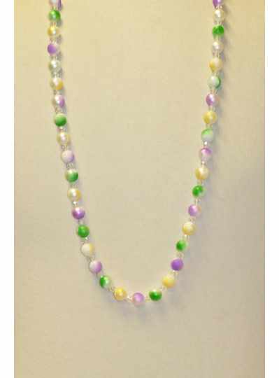 38" 12MM Purple, Green & Gold Pearl 3 Tone with Au