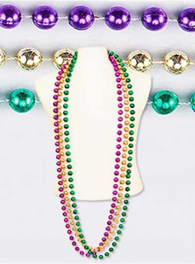 72" 18mm Metallic Purple, Green & Gold Mardi Gras 