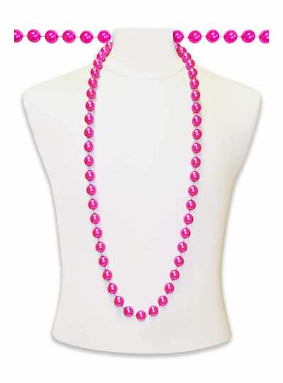 48" 18mm Hot Pink Pearl Mardi Gras Beads - 6 PIECE