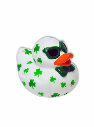 3" Irish White Rubber Duck with Clover and Sunglas