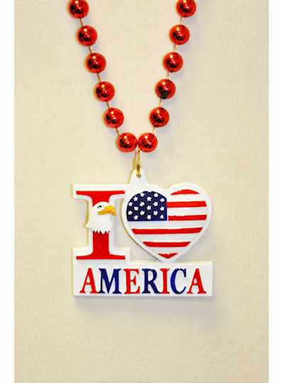 33" 7MM S/RWB W/USA Medallion -Patriotic Beads - C