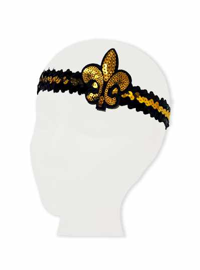 Sequin Sling Shot Headband Black & Gold Fleur de L