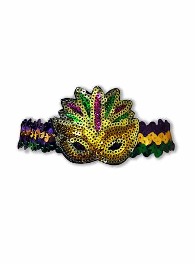 Sequin Elastic Bracelet with Mardi Gras Mask - Doz