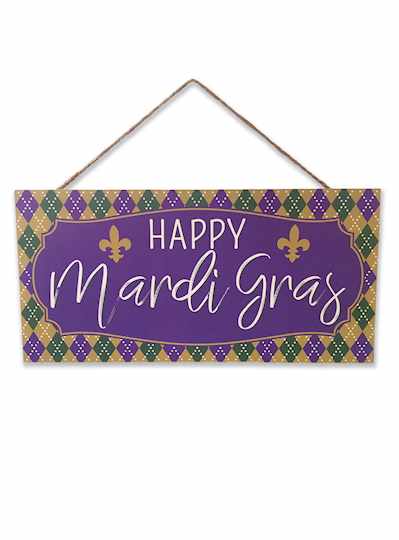 12.5" X 6" Happy Mardi Gras Sign