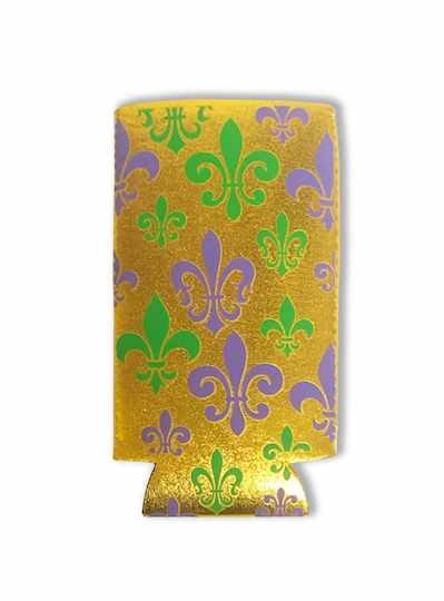 Gold Slim Can Holder W/Metallic Purple and Green F