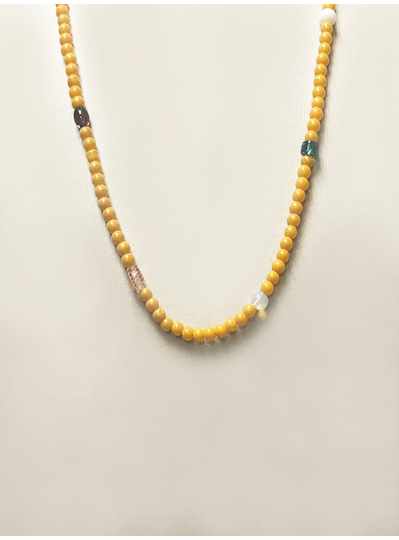 27" Yellow and Multi-Color Glass Mardi Gras Beads