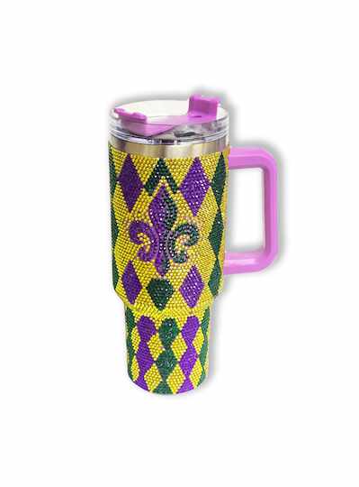 Fleur de Lis Rhinestone Tumbler