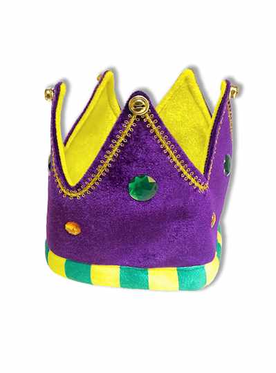 Crown Hat Mardi Gras Purple w/ Green and Gold Face